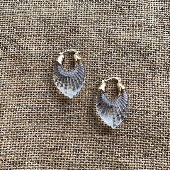 Arctic Clear Vintage Hoops Gold Plated Transparent Loop New NWOT - Picture 14 of 14